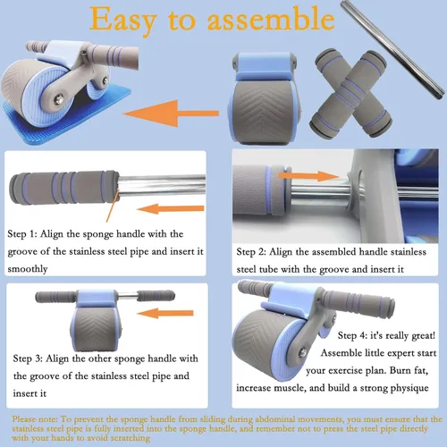 Miniatura 6 de RODILLO DE ABDOMINIO DE REBOTE AUTOMÁTICO: Rodillo abdominal de rebote automático para ejercicio con rodilleras, diseño de equilibrio de doble rueda
