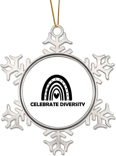 Gay Lesbian LGBTQ Pride Celebrate Diversity Metal Christmas Ornament for Xmas Tree Pendant Bauble Hanging Keepsake Holiday Souvenir Motivational