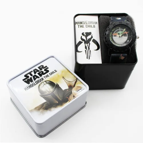 Miniatura 5 de Accutime Star Wars Baby Yoda Reloj de pulsera analógico de cuarzo con cara pequeña, detalles verdes para niñas, niños de todas las edades