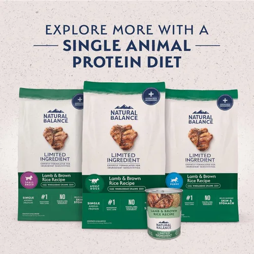Miniatura 6 de Natural Balance - Comida seca para perros de raza grande con ingredientes limitados, fórmula de granos saludables, cordero y arroz moreno, 12 libras