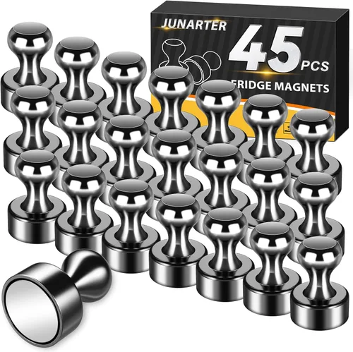 Miniatura 15 de Paquete de 20 Chinchetas Magnéticas, Imanes Negros Fuertes para Refrigerador, Imanes para Pizarra Blanca, Imanes para Refrigerador Fuertes, Imanes