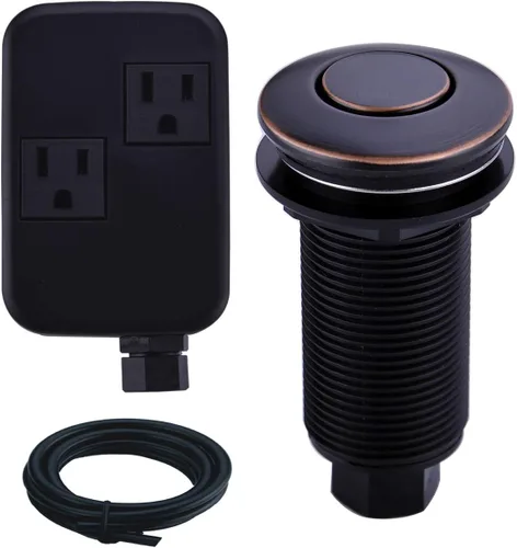 Miniatura 8 de Kit de interruptor de aire SinkTop con botón largo cromado (cubierta de latón) para eliminación de basura