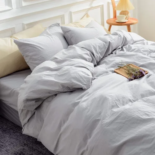 Miniatura 39 de NEXHOME PRO Funda de edredón de algodón para niños, tamaño twin, aspecto de lino, blanco, orgánico, natural, 100% algodón lavado, juego de ropa