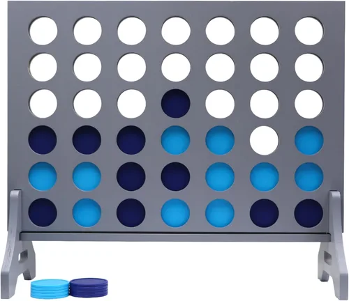 Miniatura 81 de Juego gigante 4 en una fila para familia y adultos – Tailgating Pros Jumbo de madera gris cuatro en una fila juego de patio para interiores