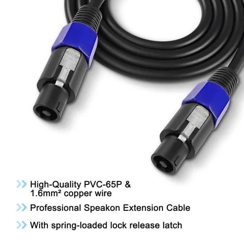 Miniatura 4 de MEIRIYFA Cable de extensión Speakon a Speakon macho a macho Cable de audio de altavoz con bloqueo giratorio para amplificador de altavoz