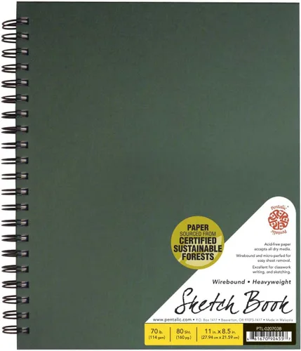 Miniatura 10 de Pentalic - Cuaderno de bocetos de tapa dura de doble alambre de 5.5 x 8 pulgadas, 80 hojas, color azul