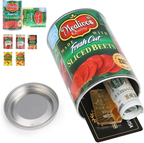 Miniatura 13 de Caja de seguridad falsa con forma de lata, perfecta para ocultar almacenamiento, llave, efectivo, joyas, tarjeta (1- Estilo francés de judías verdes)