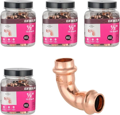Miniatura 9 de EFIELD - Prensa de cobre de 1 x 1 pulgada (paquete de 5) accesorios de codo de 90 grados para conexión de tubo de cobre
