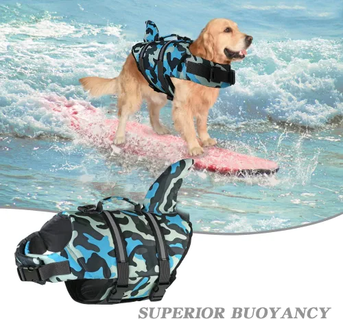 Miniatura 4 de Doglay Chaleco salvavidas para perro, tejido antidesgarros Ripstop, lindo chaleco salvavidas para perros con flotabilidad superior y asa de rescate