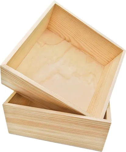 Miniatura 12 de Anktily Paquete de 4 Cajas Organizadoras de Almacenamiento de Manualidades de Madera Sin Terminar, Caja de Madera Rectangular de 6 x 4 x 2.4