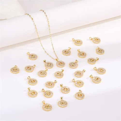Miniatura 4 de Ailiessy Delicados collares con dije de inicial redonda, circonita hueca, collar de letras huecas para mujeres, adolescentes, regalos del día