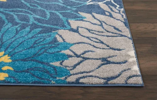 Miniatura 8 de Nourison Passion - Alfombra color azul, de 8 x 10 pies, floral, estilo campestre, fácil de limpiar, no desprende pelo, para dormitorio, sala