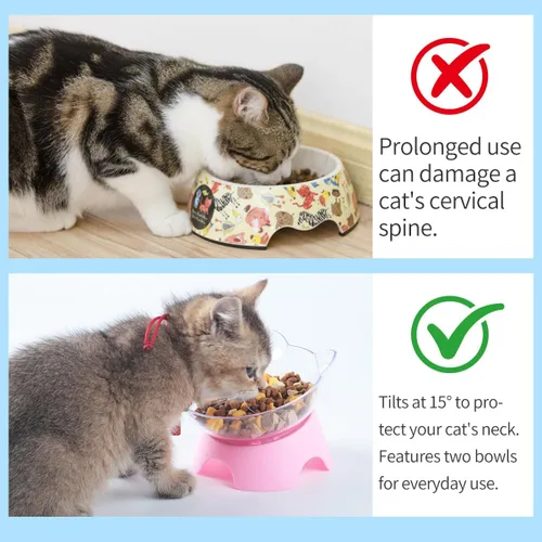 Miniatura 4 de MILIFUN Cuencos elevados de comida para gatos con soporte, platos para gatos para comida o agua, cuenco inclinado, plato para mascotas con soporte