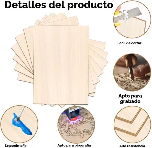 Miniatura 3 de DIYDEC Paquete de 24 hojas de madera de tilo de 4 x 6 x 1/16 pulgadas, hojas finas de madera contrachapada sin terminar, tableros cuadrados