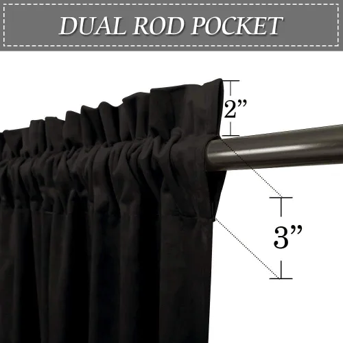 Miniatura 2 de RYB Home Cortinas de terciopelo negro para sala de estar, paneles de cortina opacas suaves para ventana, aislamiento térmico, telón de fondo de lujo