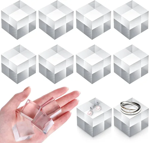 Remerry 8 bloques de exhibición de acrílico de 1 x 1 x 1 pulgadas, acrílico pulido transparente, cuadrado, soporte para anillos, adornos de joyería