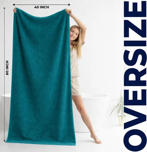 Miniatura 2 de DAN RIVER Paquete de 1 toalla de baño jumbo de 40 x 80 pulgadas, toallas de gran tamaño para adultos, súper suaves y de secado rápido, color verde