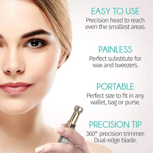 Miniatura 5 de Recortadora de cejas y vello facial 2 en 1, depiladora recargable sin dolor, fácil de usar, afeitadora perfecta para cejas, cara, labios superiores