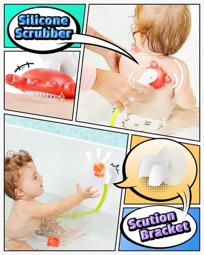 Miniatura 2 de HEMRLY Juguetes de baño para bebé, pantalla LED de temperatura del agua, juguetes de baño para bebés de 6 a 12 meses con tres cabezales de ducha