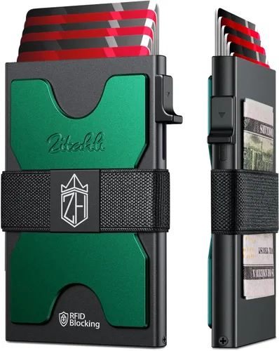 Miniatura 15 de Zitahli Cartera novedosa para niños y hombres, tarjetero delgado con capacidad para 6 + 6 tarjetas, funda de tarjeta de metal, carteras minimalistas