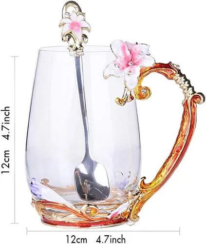 Miniatura 2 de Taza de té, Regalos para el Día de la Madre, Tazas de café, Taza de té de cristal con flor de lirio, Ideas únicas personalizadas para regalos