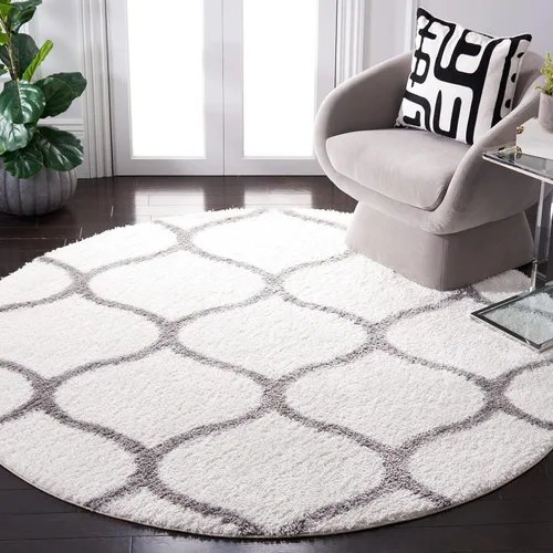 Miniatura 27 de SAFAVIEH Tahoe Shag Collection - Alfombra para pasillo, 2 x 9 pies, color beige y blanco, diseño de enrejado, no desprende pelusa y de fácil