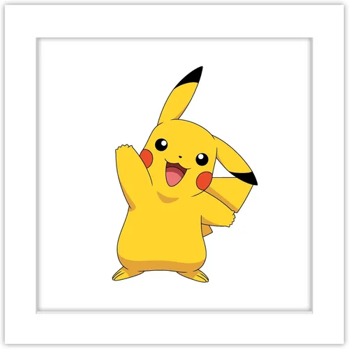 Trends International Gallery Pops Pokemon - Pikachu Waving Pose - Arte de pared, versión enmarcada blanca, 12 x 12 pulgadas Versión enmarcada en