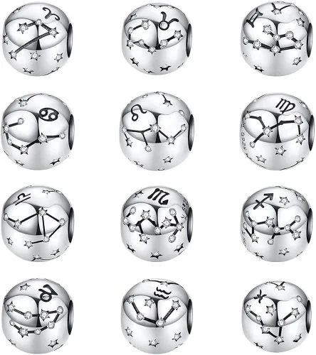 Miniatura 6 de LAMOONY Abalorio de constelación de plata de ley 925 para cumpleaños, aniversario, amor, fe para pulsera Pandora