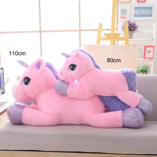 Miniatura 3 de Almohada grande de peluche de unicornio – Juguete de peluche gigante de unicornio para cumpleaños, San Valentín, dormitorio (rosa, 31 pulgadas)