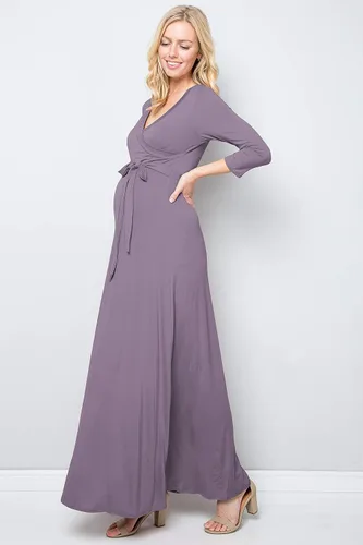Miniatura 3 de My Bump Vestido largo cruzado de maternidad (fabricado en Estados Unidos)