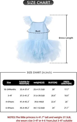Miniatura 5 de Vestidos tutú de baile para niñas, con mangas con volantes, entrepierna a presión, leotardos de ballet
