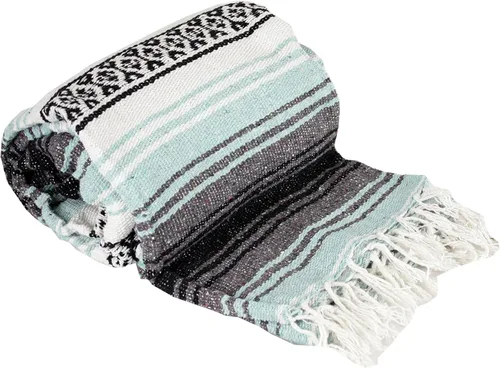 Miniatura 12 de Cobija auténtica mexicana para yoga, Azul