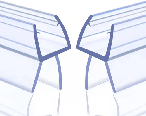 Miniatura 9 de Sello inferior de puerta de ducha con barrido, paquete de 2, tiras transparentes de PVC de 39 pulgadas de longitud para puerta de vidrio sin marco
