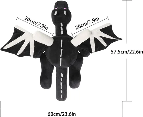 Miniatura 3 de Peluche de Dragón Negro de 23.7 Pulgadas, Figura de Juego de Video, Juguete de Peluche, Personaje de Regalo de Cumpleaños, Navidad, Acción