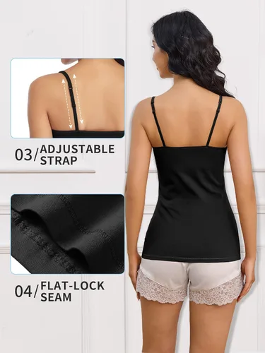Miniatura 79 de Camisa Attraco de algodón, con tirantes estilo espagueti, con brasier incorporado, 2 paquetes, para mujer