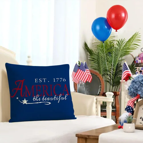 Miniatura 7 de RABUSOFA Fundas de almohada para el 4 de julio, 18 x 18 pulgadas, letreros patrióticos, rojo, blanco y azul, Día de la Independencia, 4 de julio