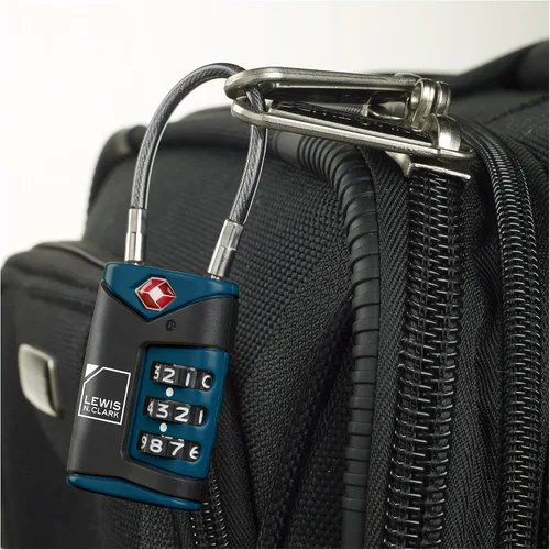 Miniatura 6 de Lewis N. Clark Candado de equipaje aprobado por la TSA + cable de acero para maleta, mochila, bolsa para laptop + bolso, perfecto para aeropuerto