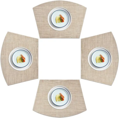 homEdge Mantel individual de PVC, manteles individuales de cuña, manteles individuales de vinilo lavables, para mesa redonda, juego de 4 unidades,