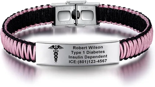 Miniatura 25 de Pulseras de alerta médica para mujeres Pulseras de identificación médica personalizables para hombres, niñas y niños Pulseras médicas trenzadas
