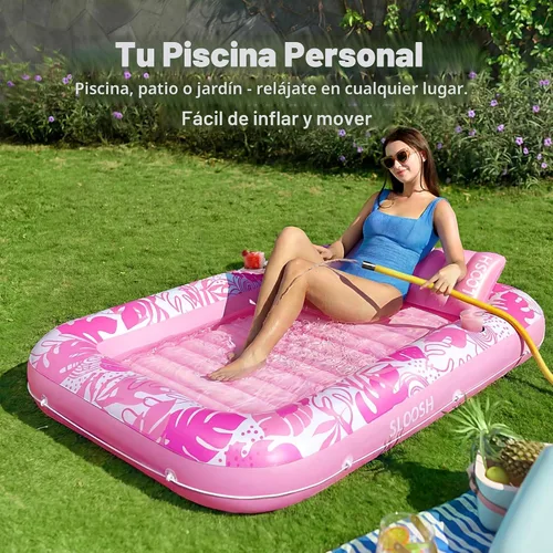 Miniatura 3 de SLOOSH Flotador inflable para tumbona de piscina, 70 x 46 pulgadas, flotadores de piscina para adultos con almohada, flotador 4 en 1 para balsa