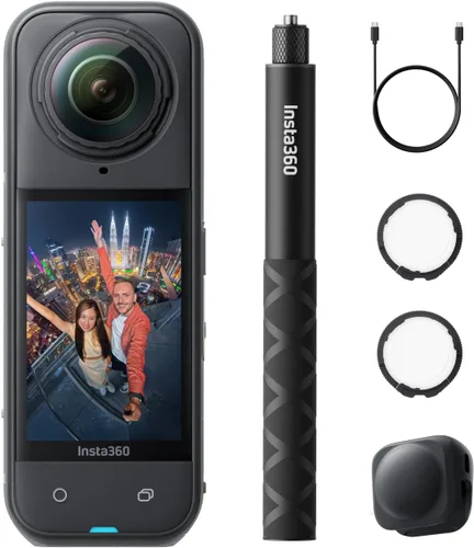 Miniatura 11 de Insta360 X5 Paquete Esencial - Cámara de acción 8K 360° impermeable, líder en poca luz, efecto de palo de selfie invisible, lente resistente
