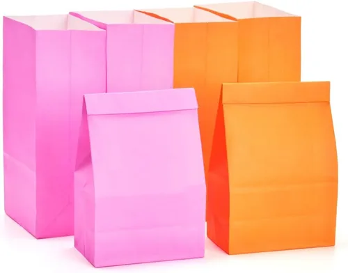 Miniatura 13 de Pequeña bolsa de papel lavanda con asa para recuerdos de fiesta, 6 x 4.5 x 2.5 pulgadas, para boda, cumpleaños, bolsa reciclada, paquete de 24