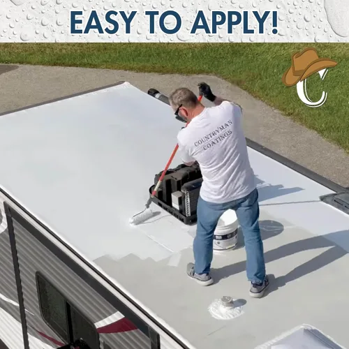 Miniatura 2 de Countryman Coatings - Revestimiento para techo 100% silicona - Restaura tu techo en un día - Sella fugas, grietas, costuras, penetraciones - Se Negro
