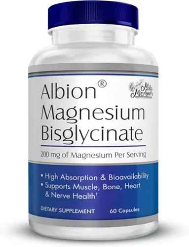 MilaMiAmor Albion® Bisglicinato de Magnesio – Magnesio Quelatado altamente absorbible para músculos, nervios, relajación y apoyo al sueño – Suave