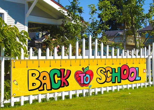 Nepnuser Cartel de valla de regreso a clases, para niños, estudiantes, primer día de escuela, decoración de fiesta de bienvenida, letrero grande