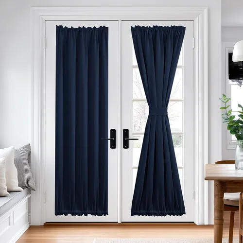 Miniatura 100 de Cortina térmica para puerta con bolsillo para barra, opacas, tratamiento de ventanas con ojales y ojales Deconovo 1 panel