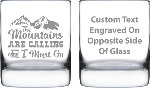 Custom Mountains are Calling – Divertidos regalos personalizados de cristal de rocas de whisky para hombres y mujeres al aire libre – Divertida