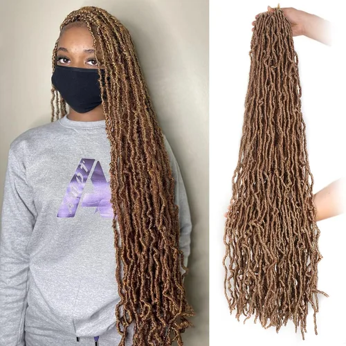 Miniatura 19 de Leeven Nuevas Trenzas de Ganchillo de Cabello con Locs Falsos Suaves de 24 Pulgadas de Largo Locs de Diosa Desgastados 6 Paquetes Negro Natural