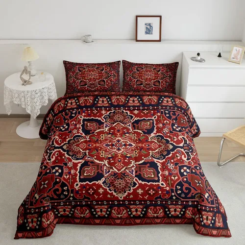 Miniatura 22 de Erosebridal Juego de edredón exótico tamaño individual, ropa de cama tribal, estadounidense, suroeste, étnico, bohemio, abstracto, geométrico, juego