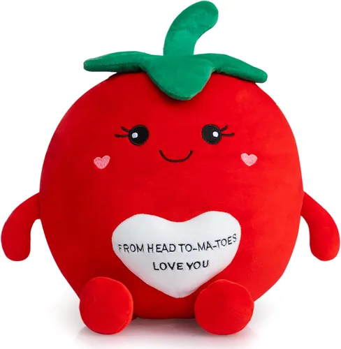 Miniatura 11 de Juguetes de peluche de piña de 17 pulgadas, lindo animal de peluche de fruta con corazón rojo, almohada de piña de felpa suave para novia, novio